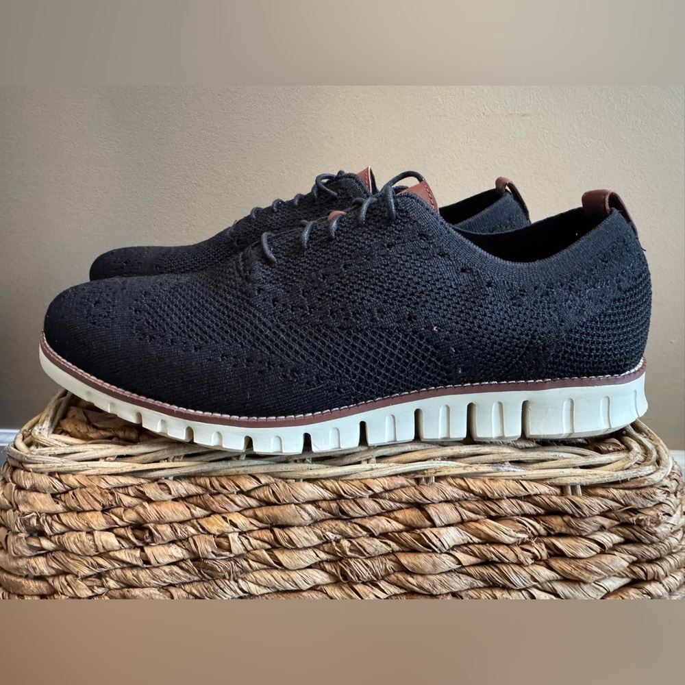 Cole Haan Zerogrand Stitchlite Wingtip Black Knit Oxford